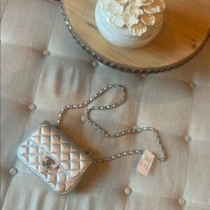 Non Signe CC Silver Mini Quilted Chain Bag